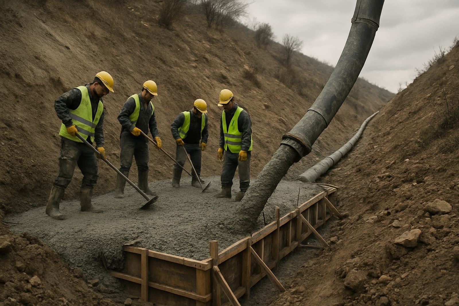 Arazi ve Zorlu Şantiye Beton Hizmetleri — Parmend sabit beton pompası