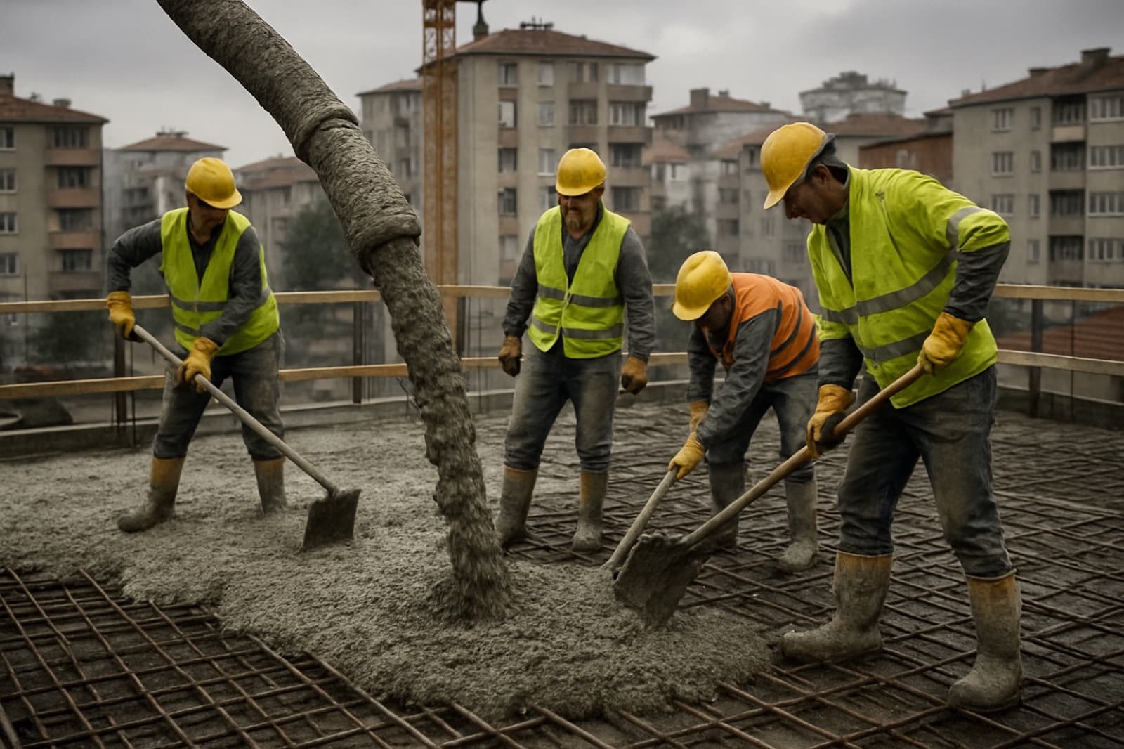Tabliye Betonu Dökümü — Parmend sabit beton pompası