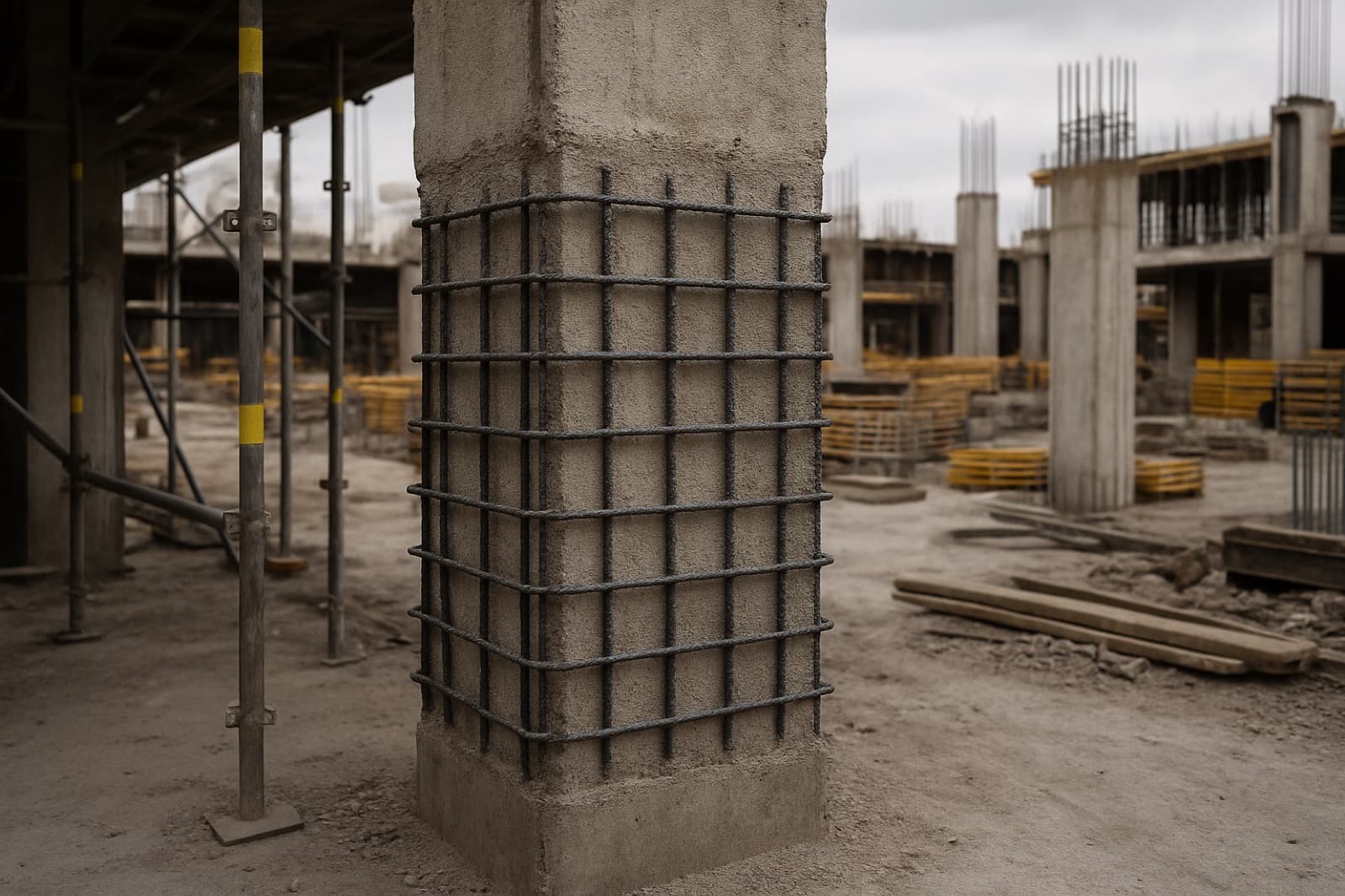 Öncesi / Sonrası — Kolon Güçlendirme | Parmend sabit beton pompası